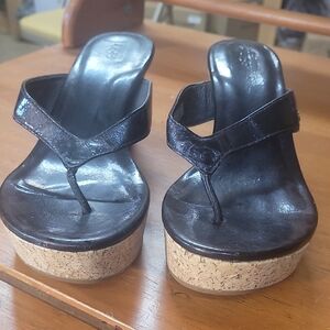 UGG Black Wedge Sandals